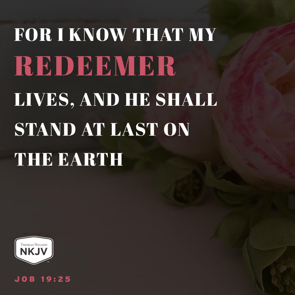 For I know that my Redeemer lives,
And He shall stand at last on the earth Job 19:25 